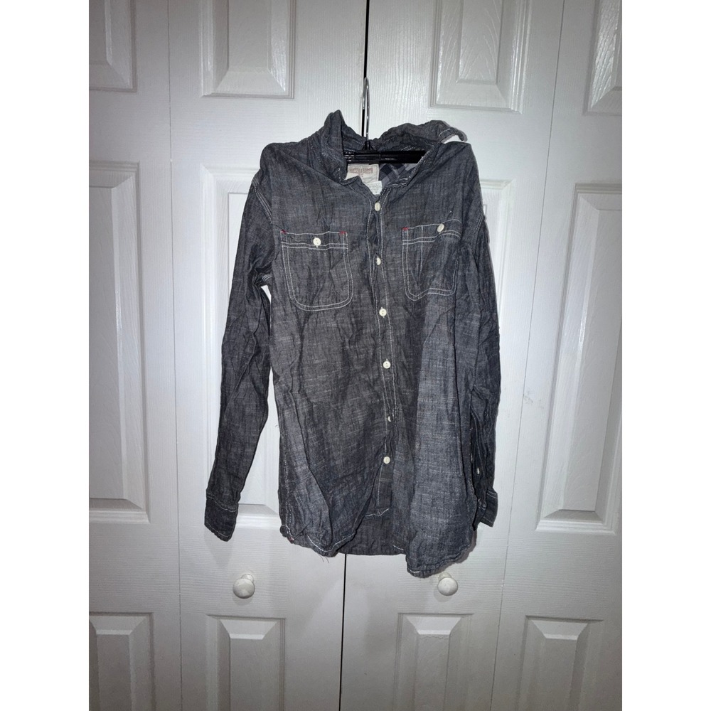 Hudson Barrow NYC Mens Medium Blue Long Sleeve Button Down Shirt NO FLAWS/MINT